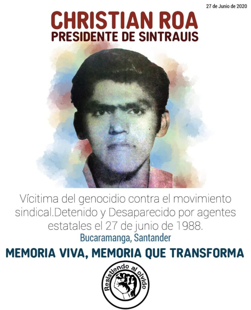 CHRISTIAN ROA: MEMORIA VIVA DE UN LUCHADOR VÍCTIMA DEL PROCESO GENOCIDA ...
